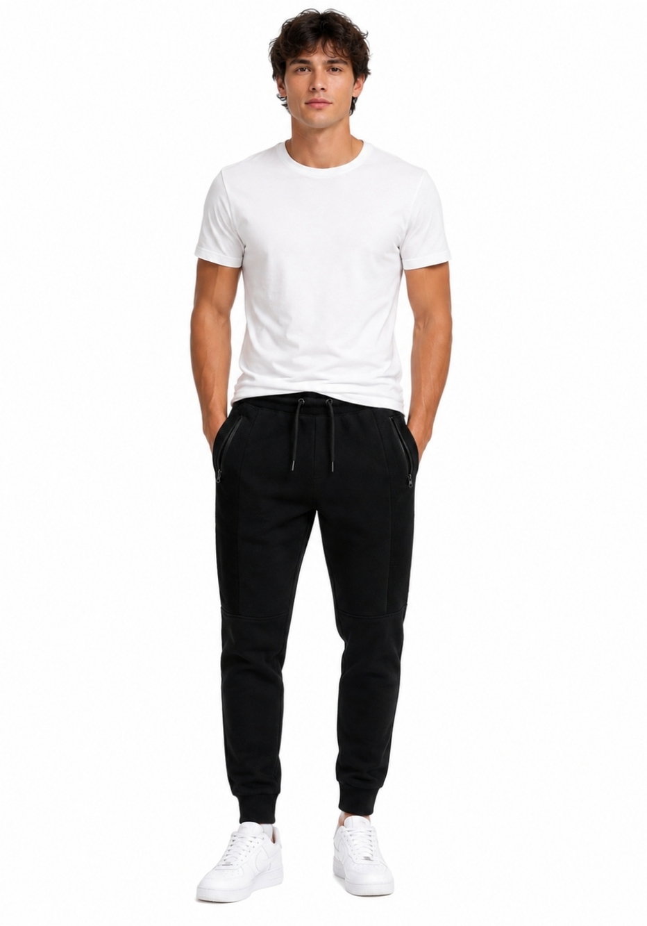 Urban Heritage Black Jogger Sweatpants Size Small Minimalist Athleisure Zip Pock